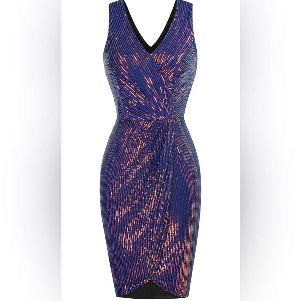 Grace Karin Shimmering Blue and Purple Mini Dress